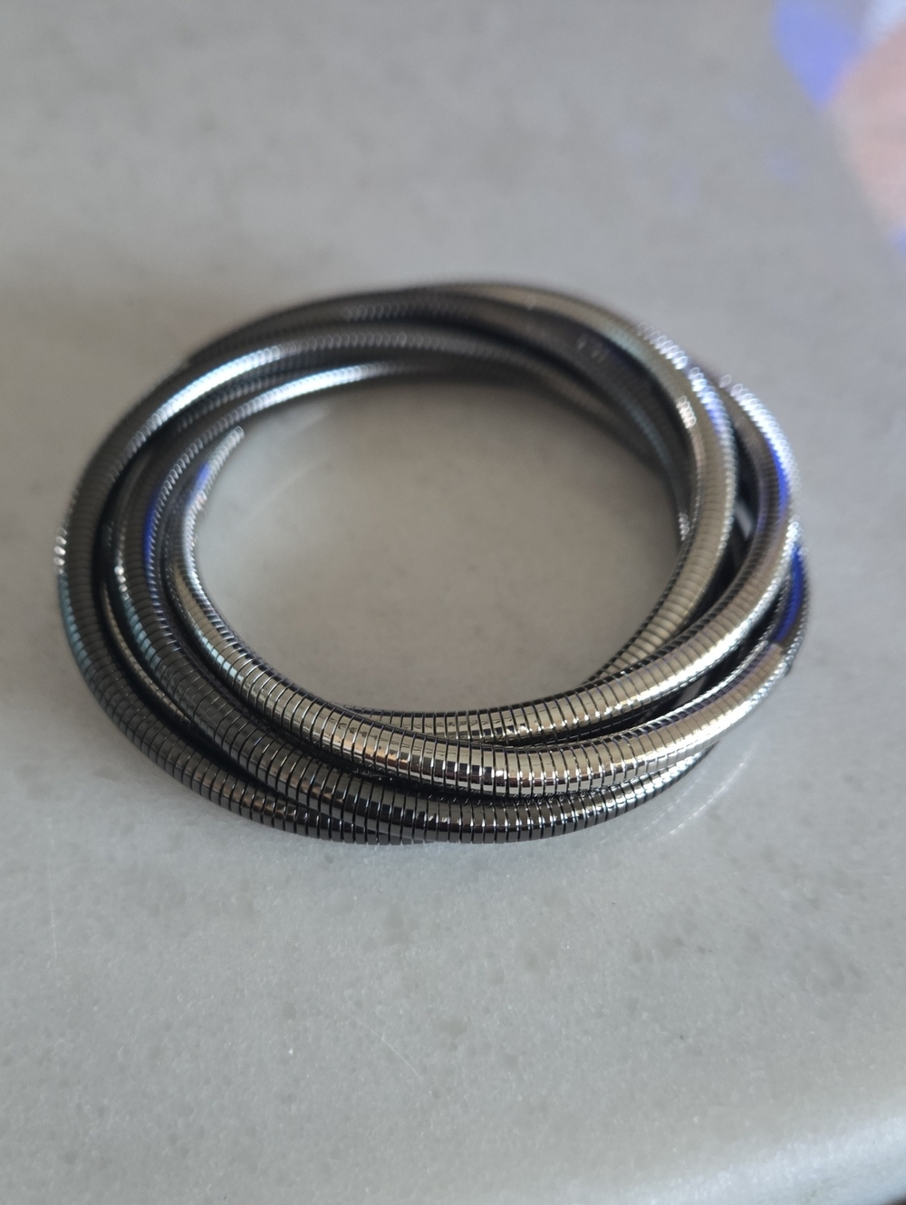 Silver-Tone & Gun Metal Multi Strand Coil Bangle Bracelet - Women Jewelry